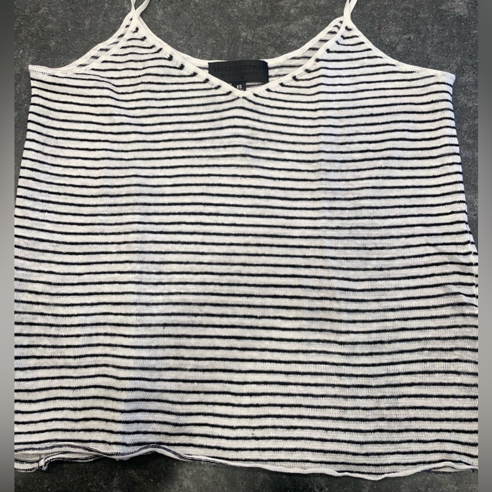 NILI LOTAN Kerry linen black and cream stripped camisole